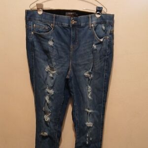 Torrid Blue Skinny Jeans with Distressed Details